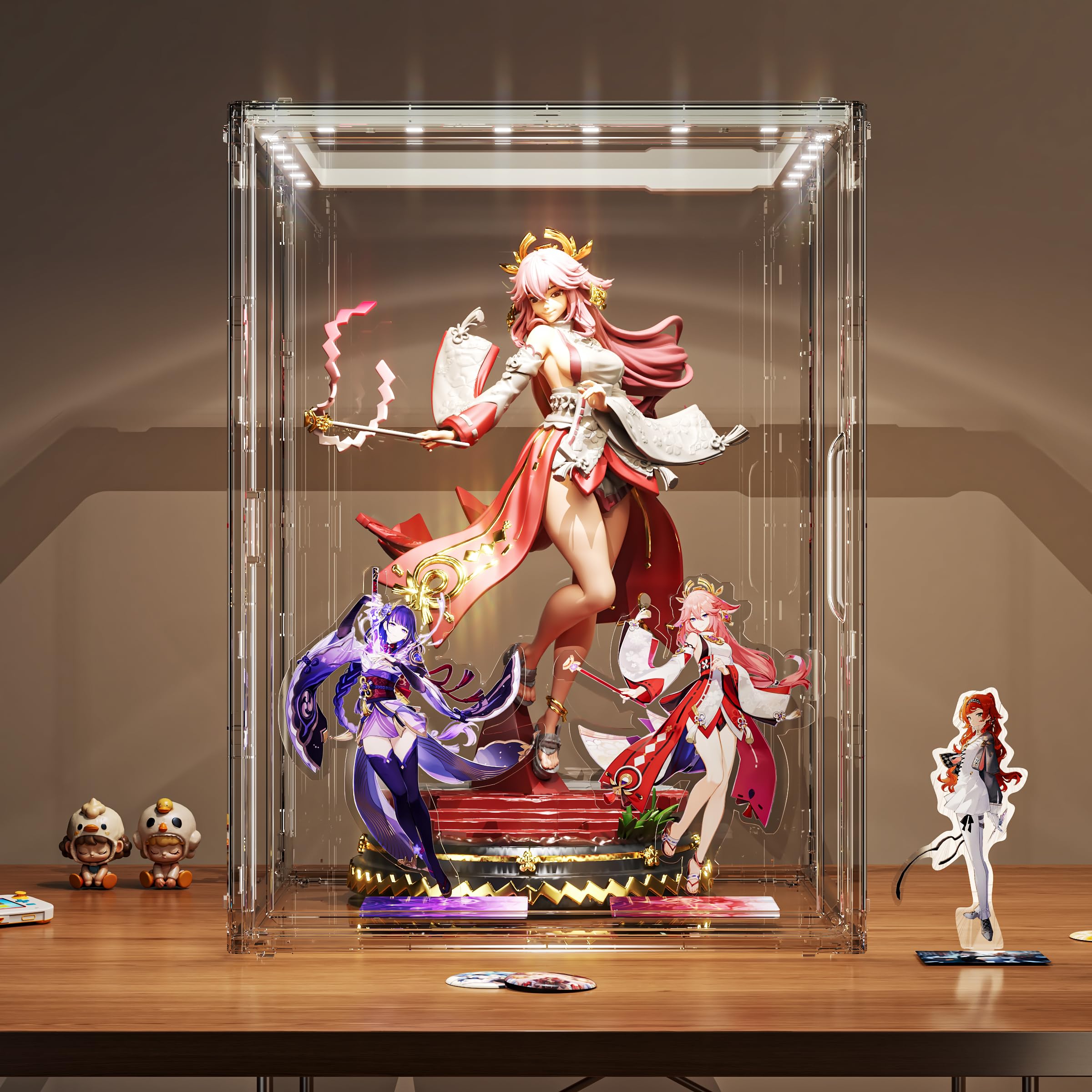 Amazon.co.jp: JOYZAN 透明 フィギュアケース LEDライト付き